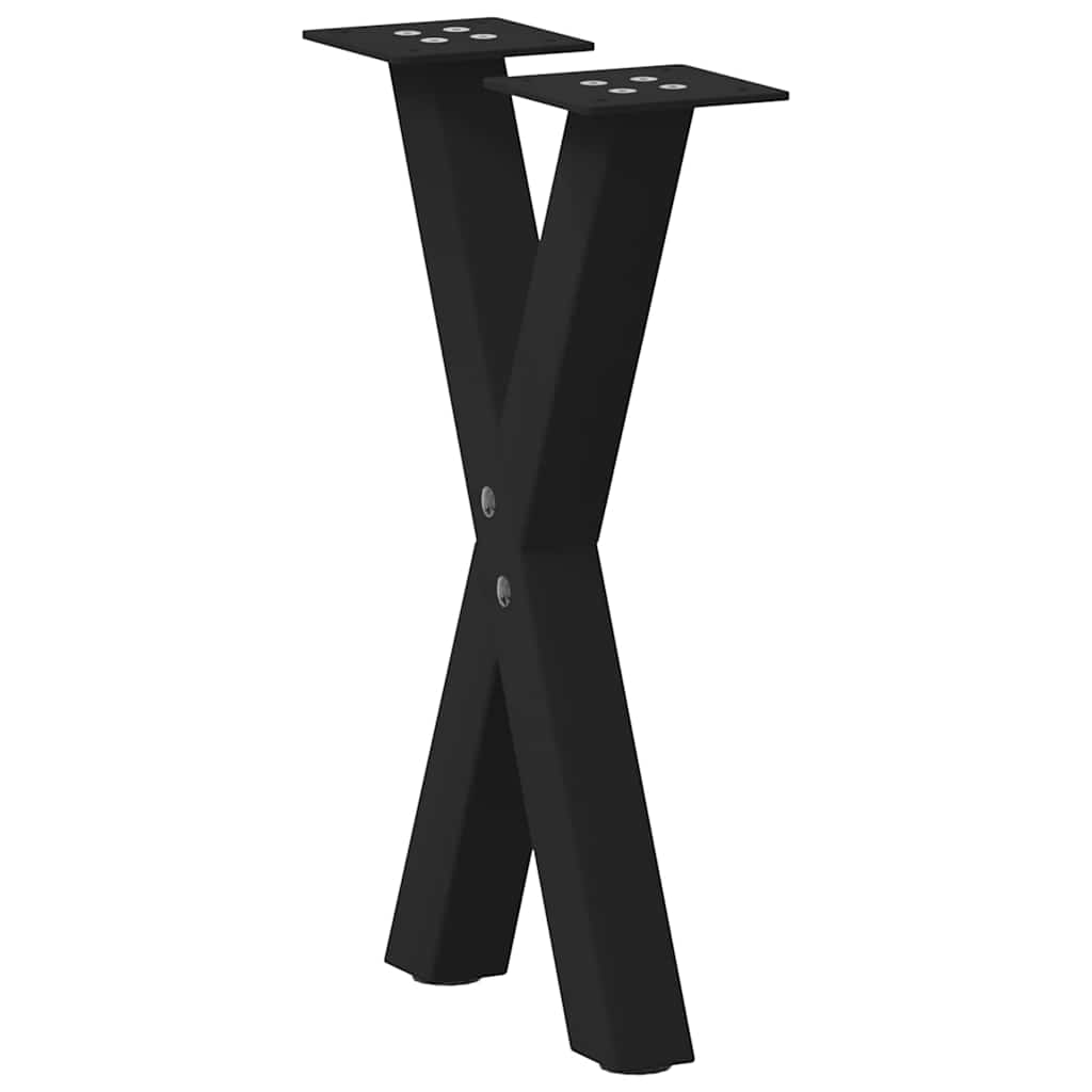 Pés para mesa de centro em formato de x, 2 peças, preto, 38x(42-43) cm, aço