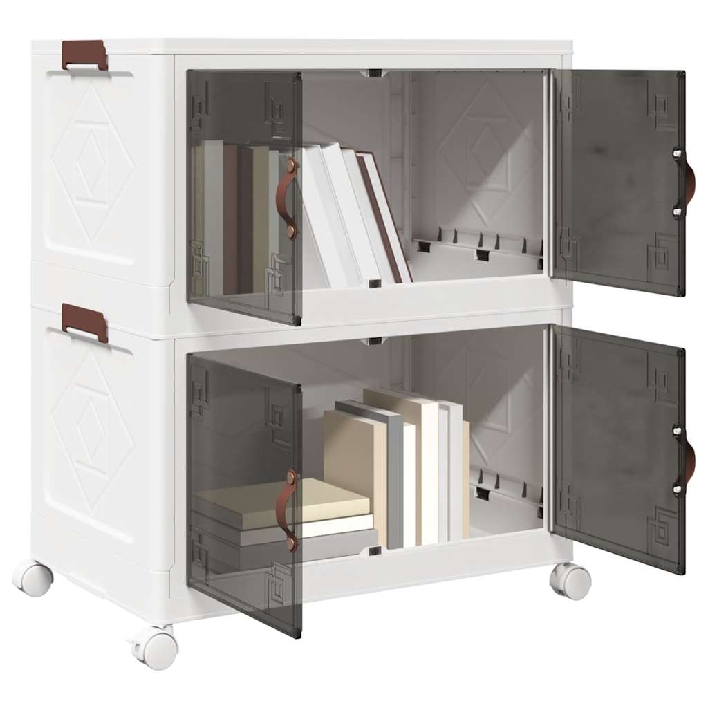 Caixa arrumação empilhável com rodas 2 níveis 75 l 64x40x76 cm