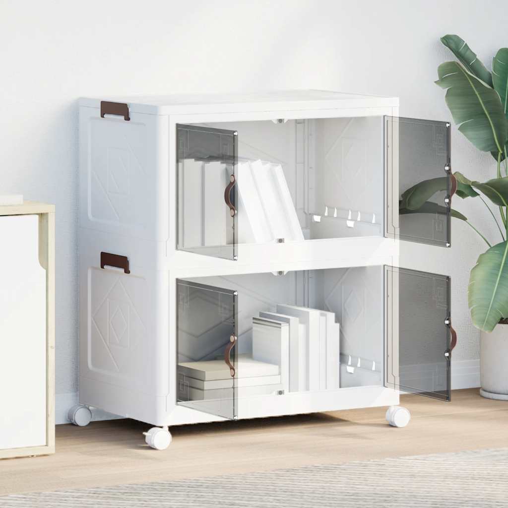 Caixa arrumação empilhável com rodas 2 níveis 75 l 64x40x76 cm