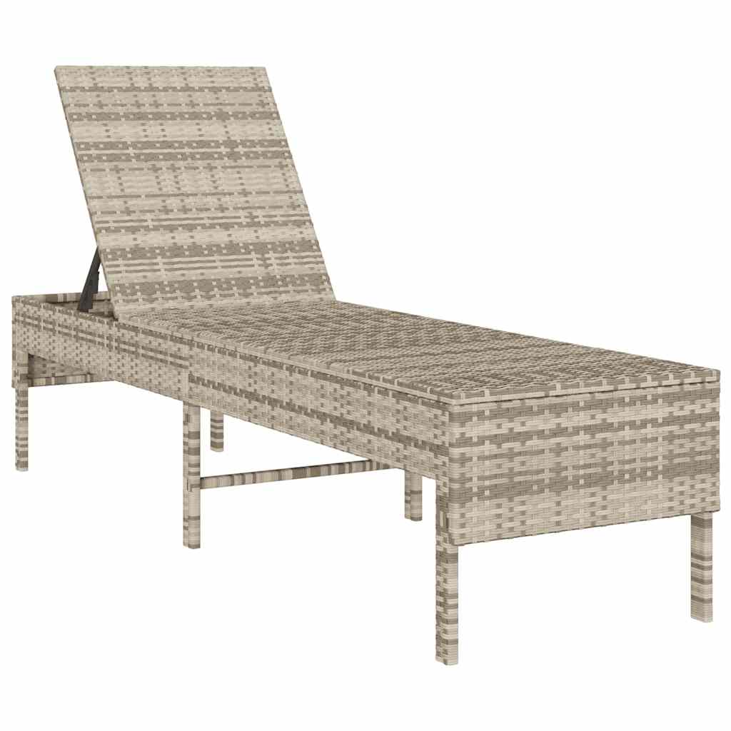 Espreguiçadeira almofadão 55x200x44cm vime PE cinzento-claro
