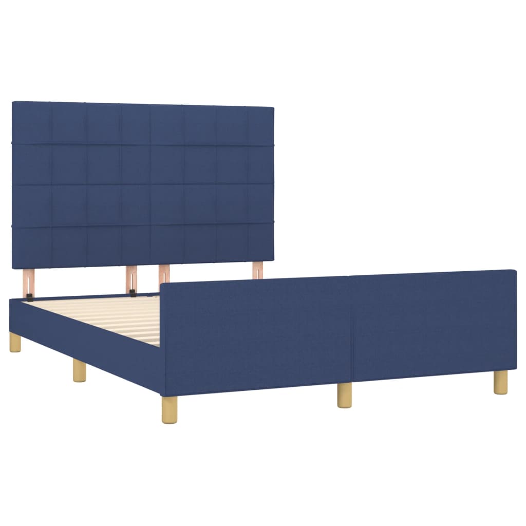 Estrutura de cama sem colchão 140x200 cm tecido azul