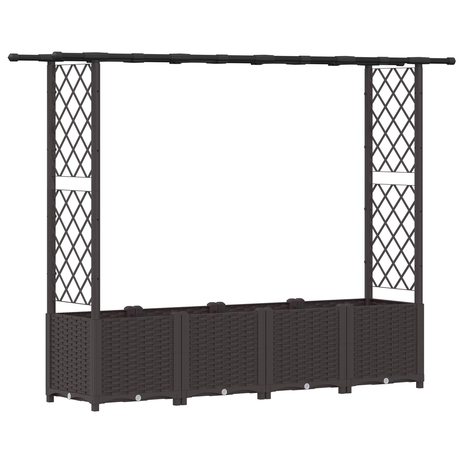 Cama elevada com treliça e telhado castanho 203 x 40 x 136 cm