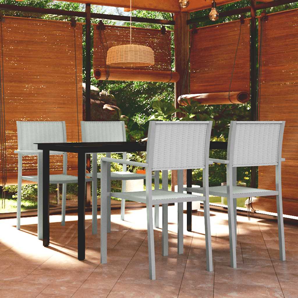 5 Pcs conjunto de jantar para jardim branco