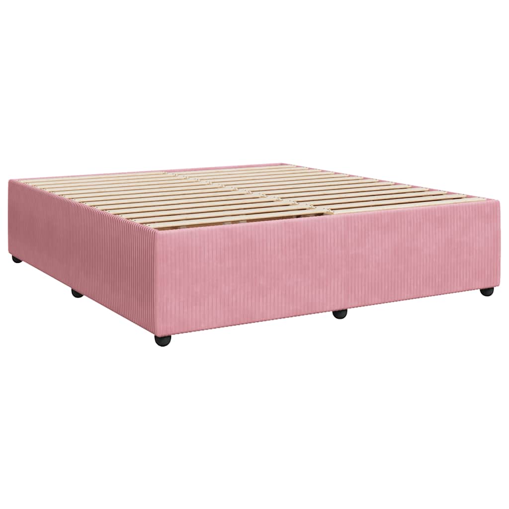 Estrutura de cama 200x200 cm veludo rosa