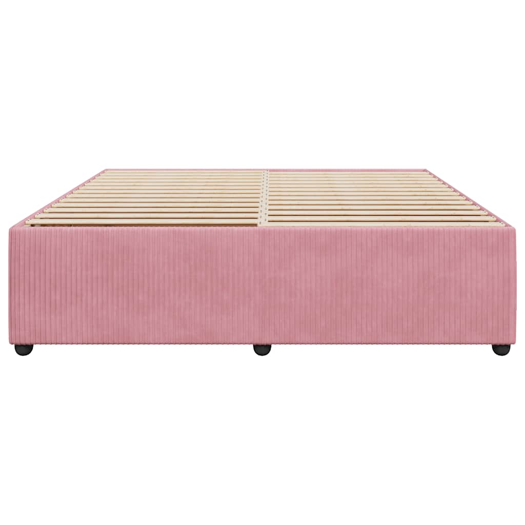 Estrutura de cama 200x200 cm veludo rosa