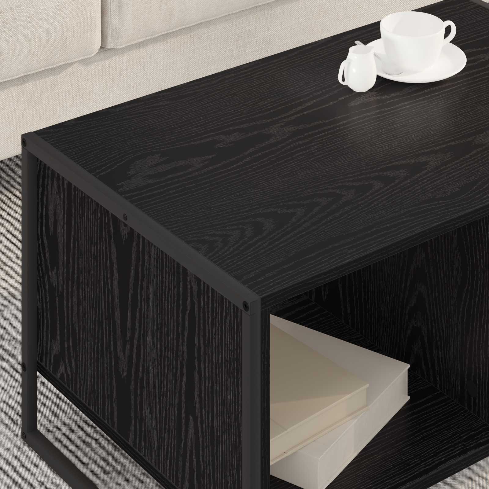 Mesa de centro carvalho preto 80 x 50 x 40 cm