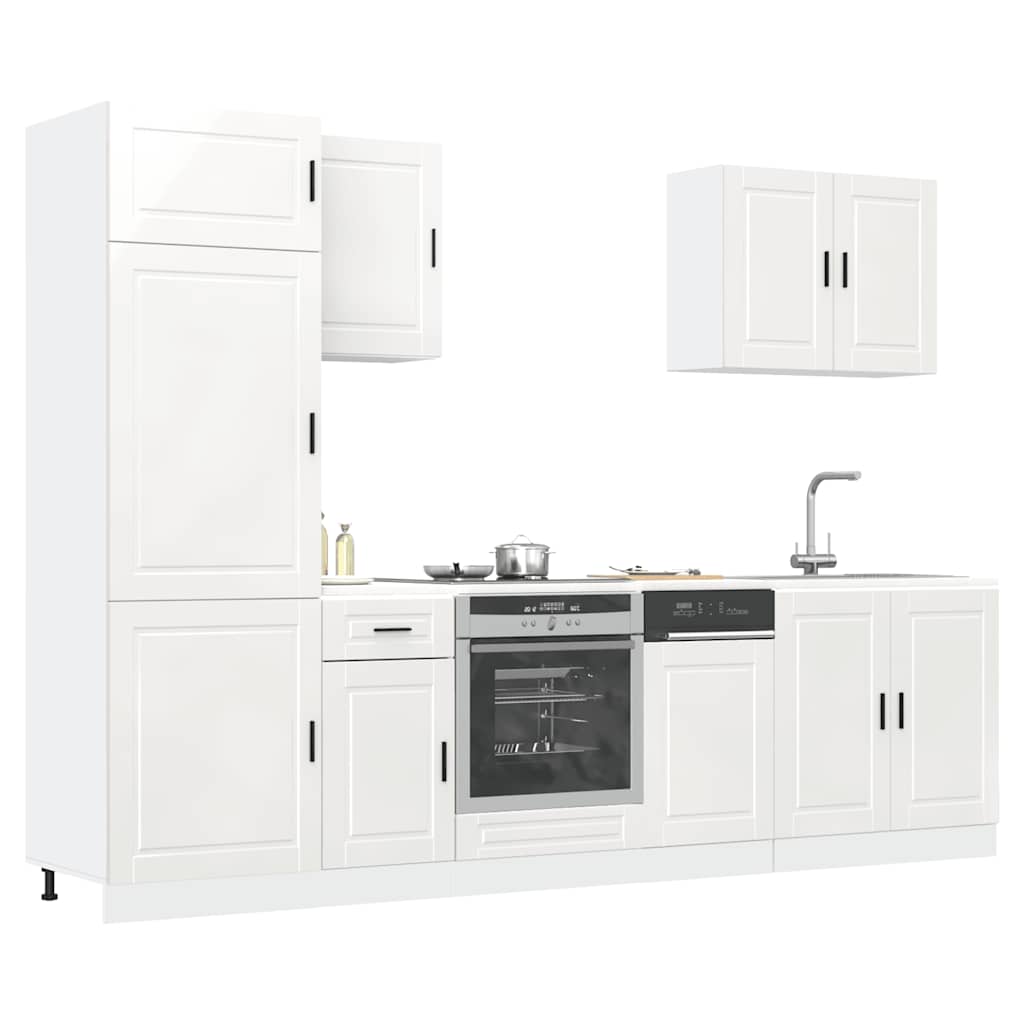 7 Peças armário de cozinha conjunto porto branco brilhante