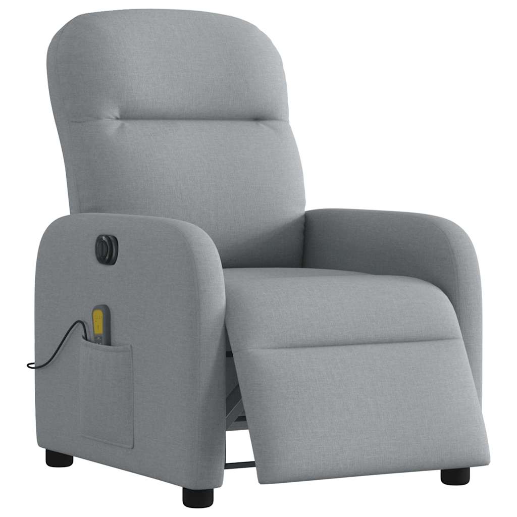 Poltrona de massagens reclinável elétrica tecido cinzento-claro