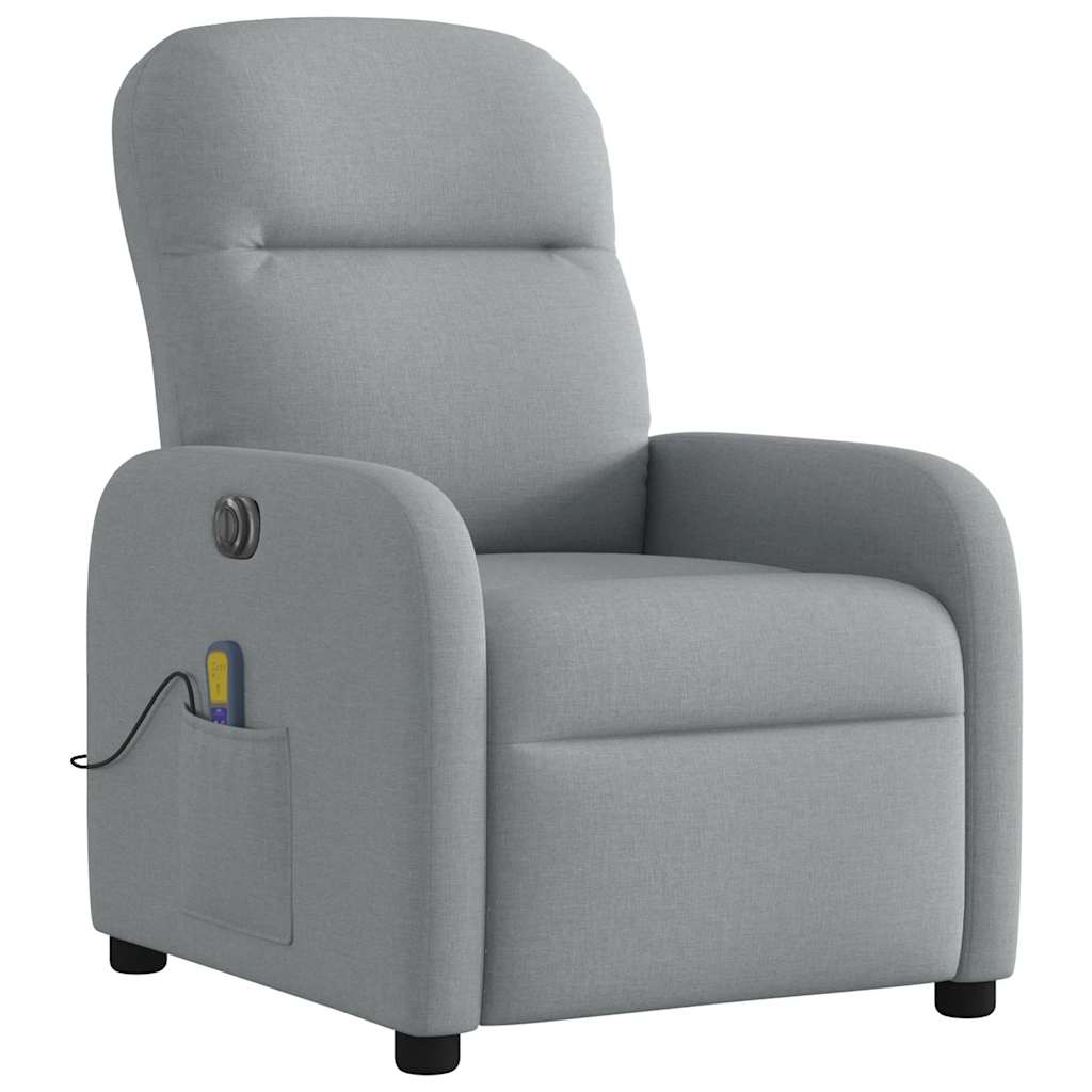 Poltrona de massagens reclinável elétrica tecido cinzento-claro