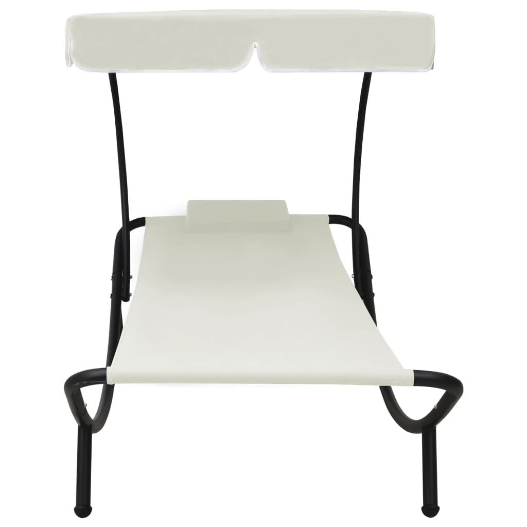 Espreguiçadeira com toldo e almofada branco nata