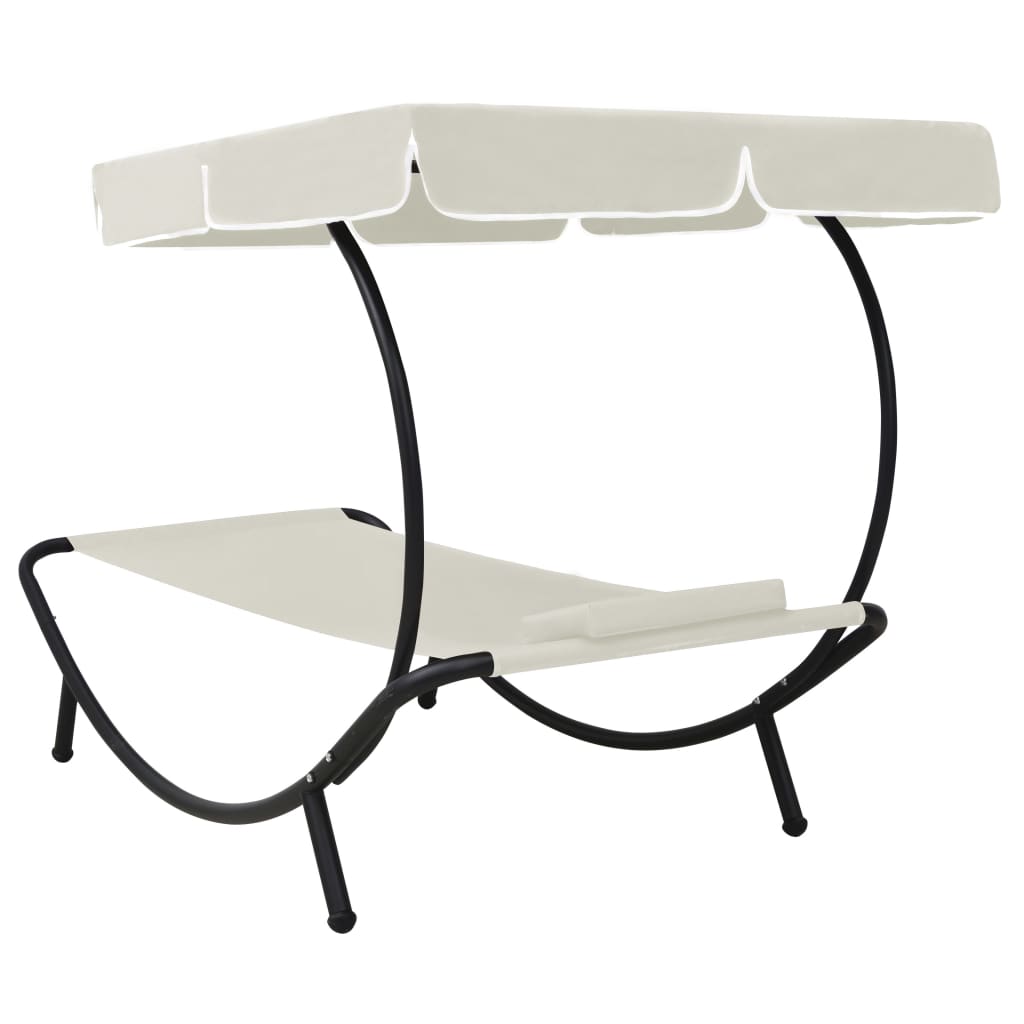 Espreguiçadeira com toldo e almofada branco nata
