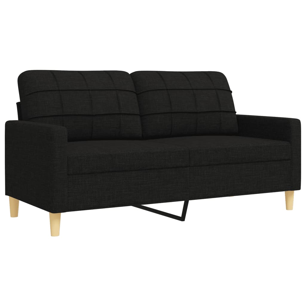 3 Pcs conjunto de sofás c/ almofadas/apoio pés tecido preto
