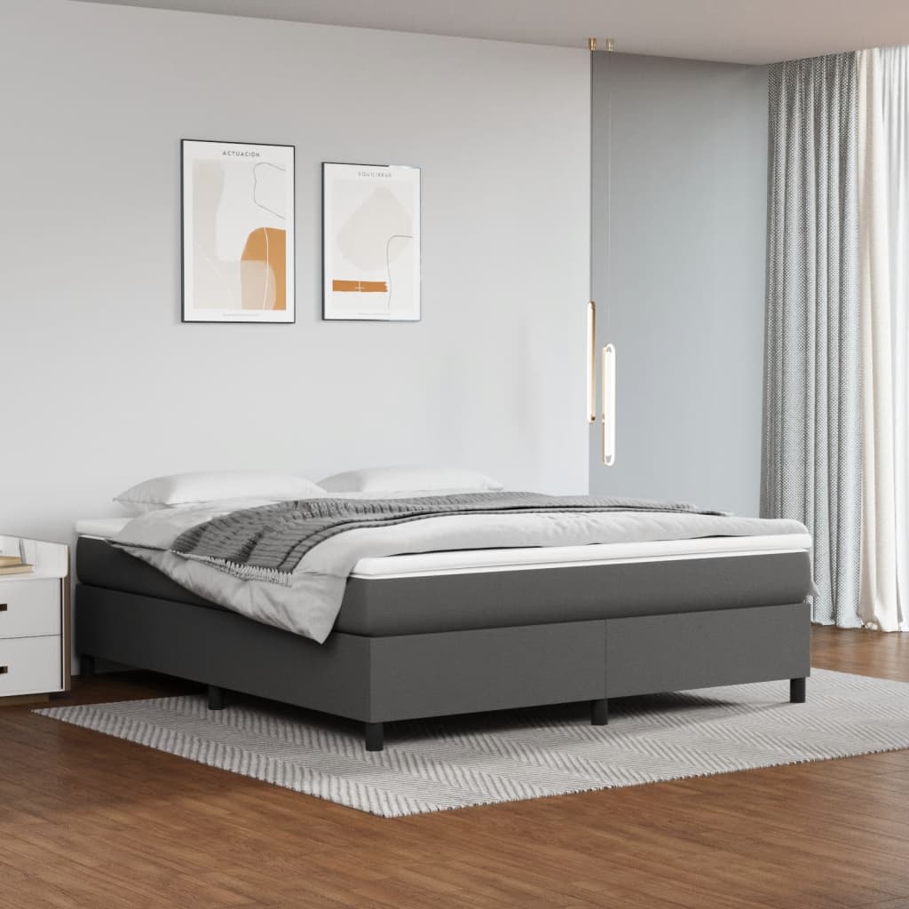 Estrutura de cama com molas 160x200 cm couro artificial cinzento