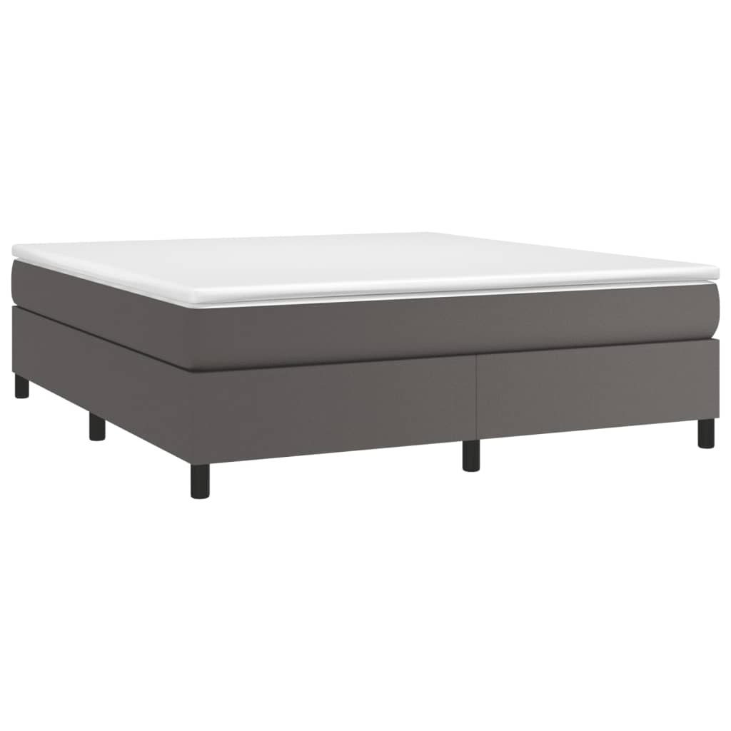 Estrutura de cama com molas 160x200 cm couro artificial cinzento