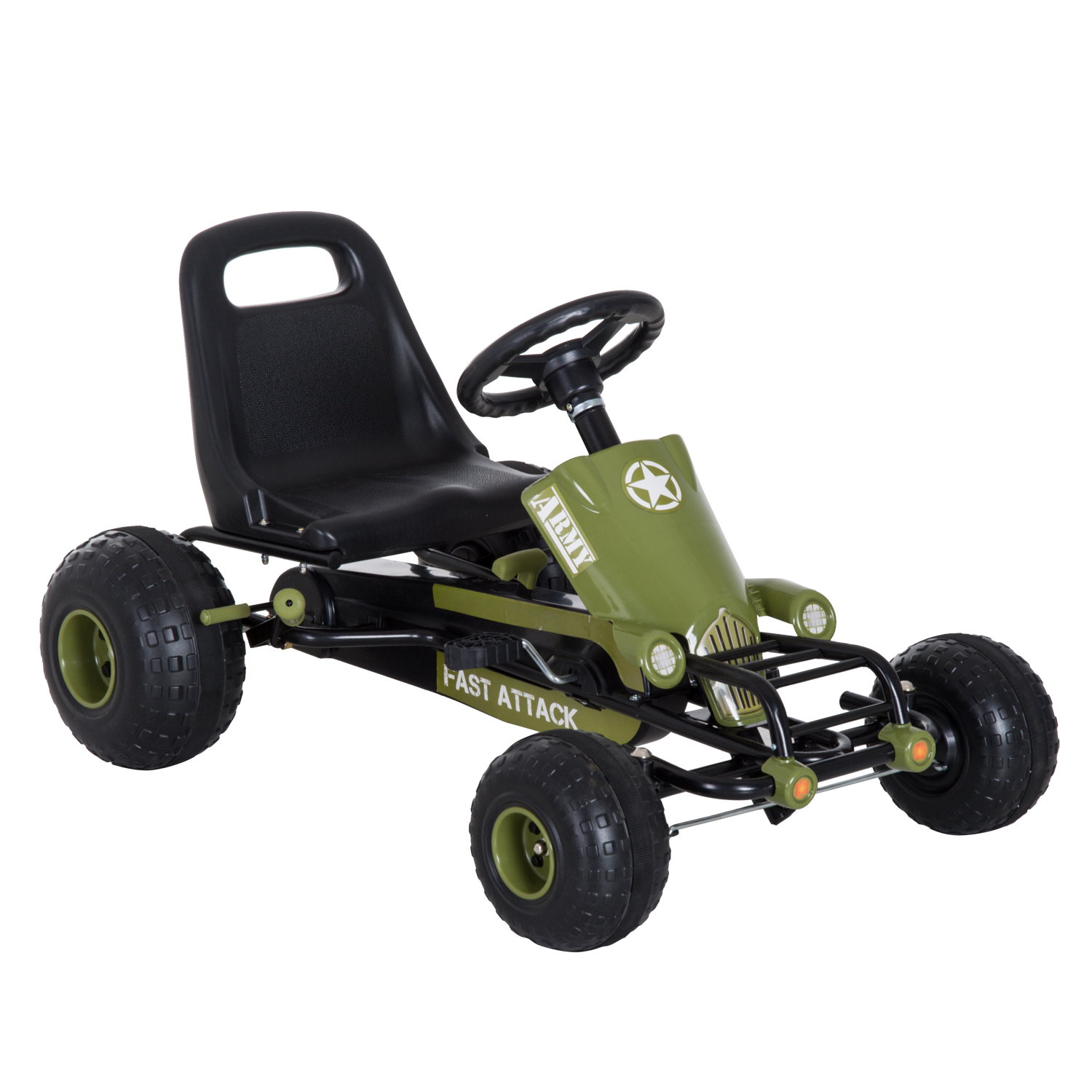 Kart a Pedais com Assento Ajustável Embreagem Travão de Mão para Crianças de 3-6 Anos 99x65x56 cm Verde e Preto