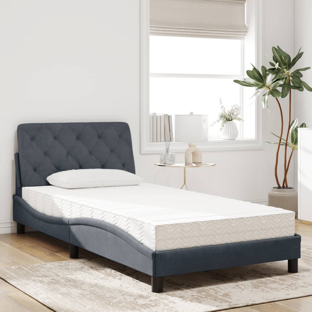Cama com colchão 100x200 cm veludo cinzento-escuro