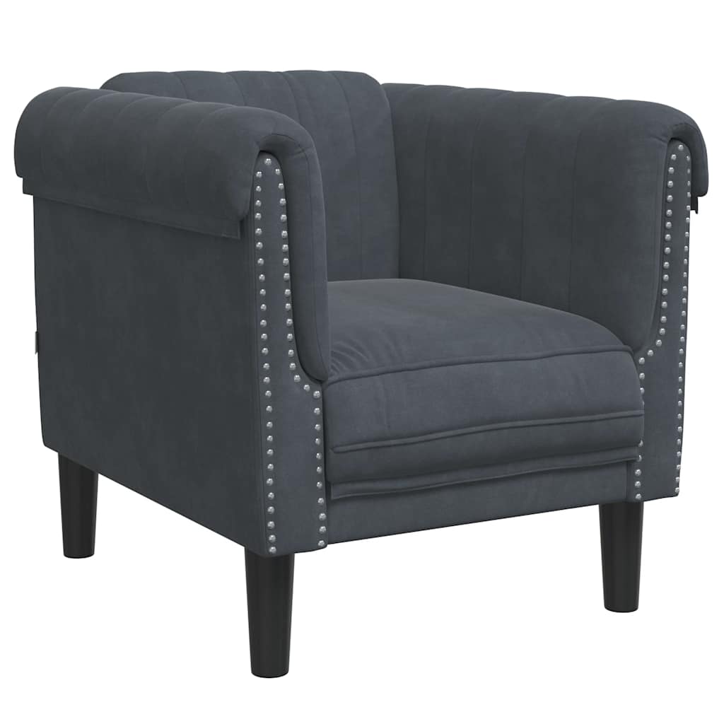 3 Pcs conjunto de sofás veludo cinzento-escuro