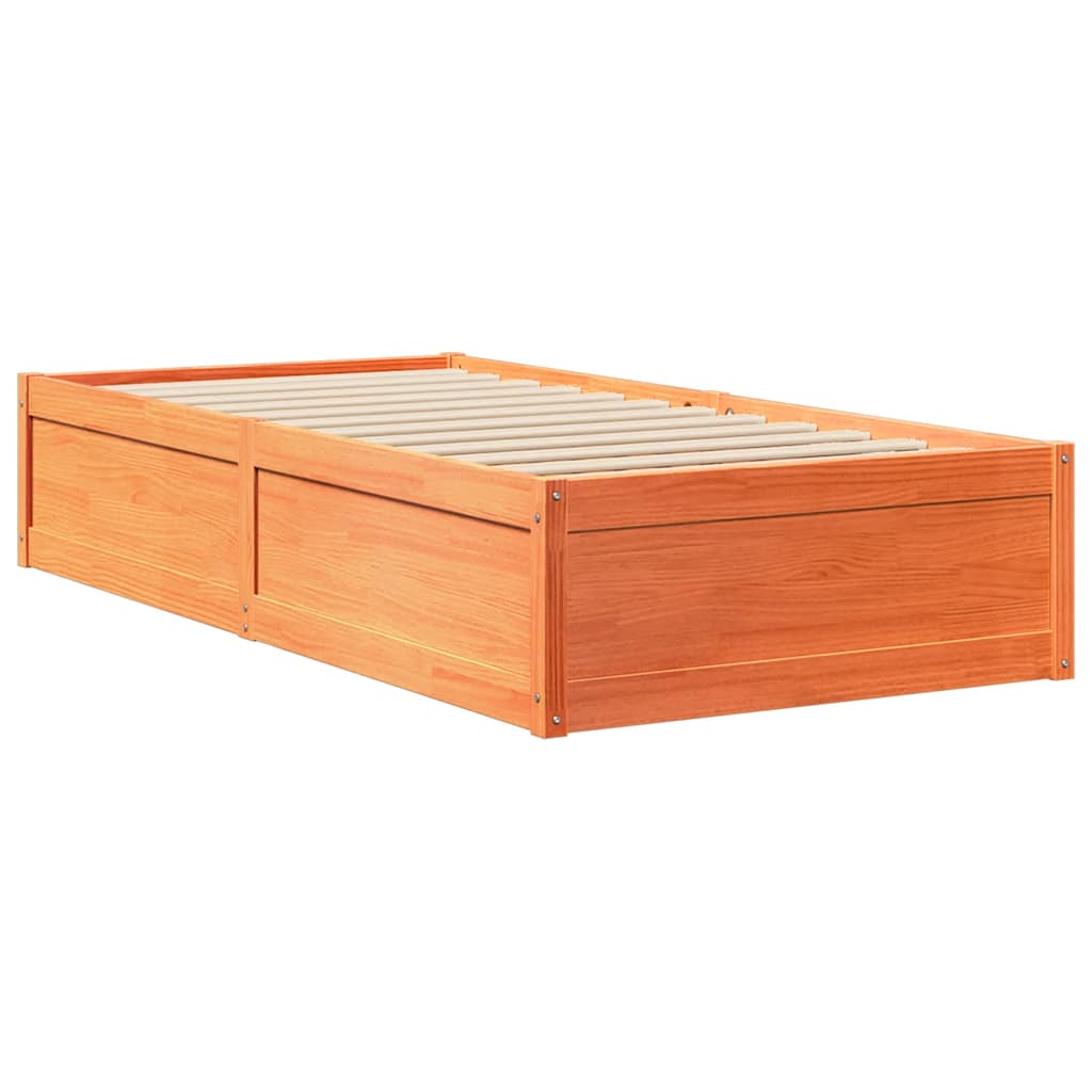Cama sem colchão 90x190 cm madeira de pinho maciça castanho-mel