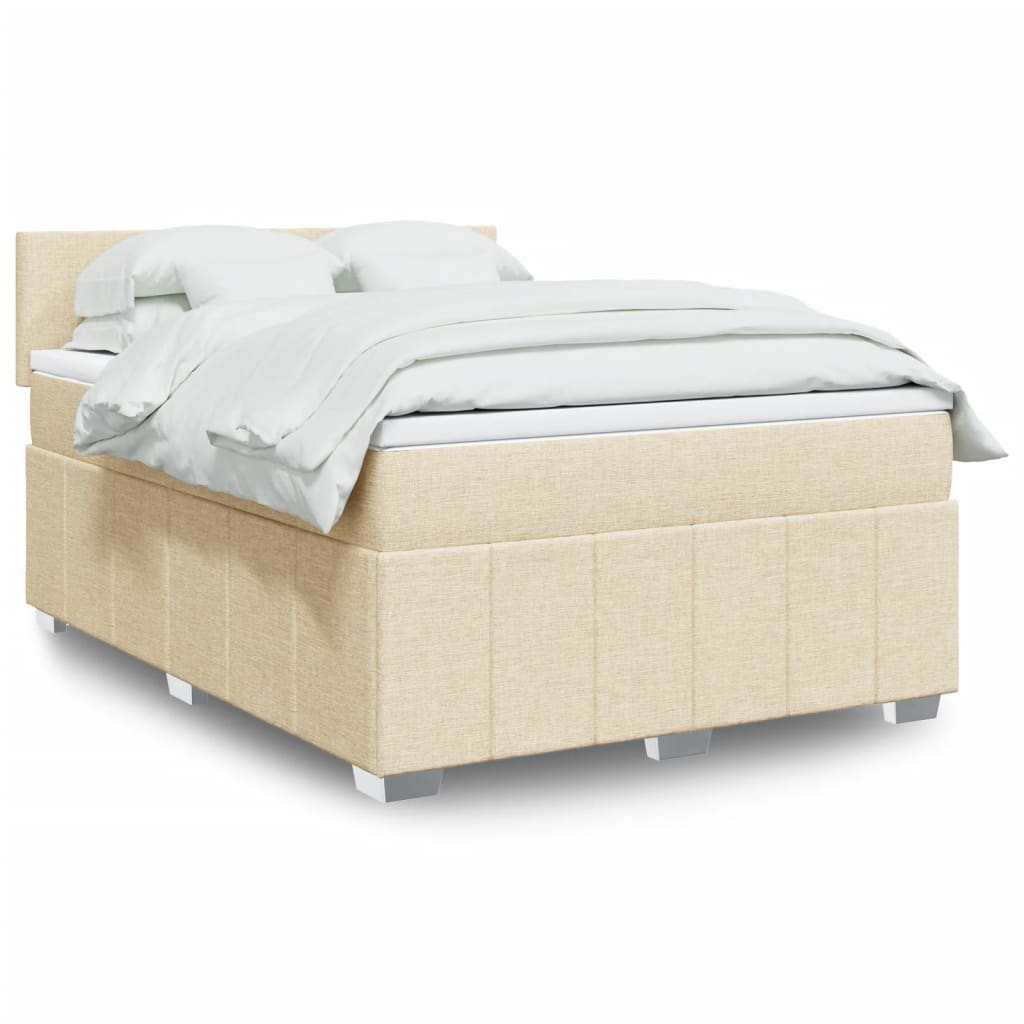 Cama com molas/colchão 140x190 cm tecido cor creme
