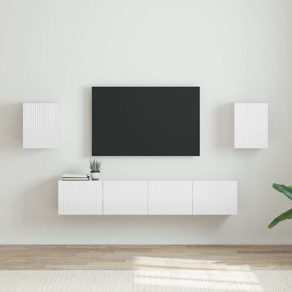 Armário de TV de parede 2 unid. branco brilhante