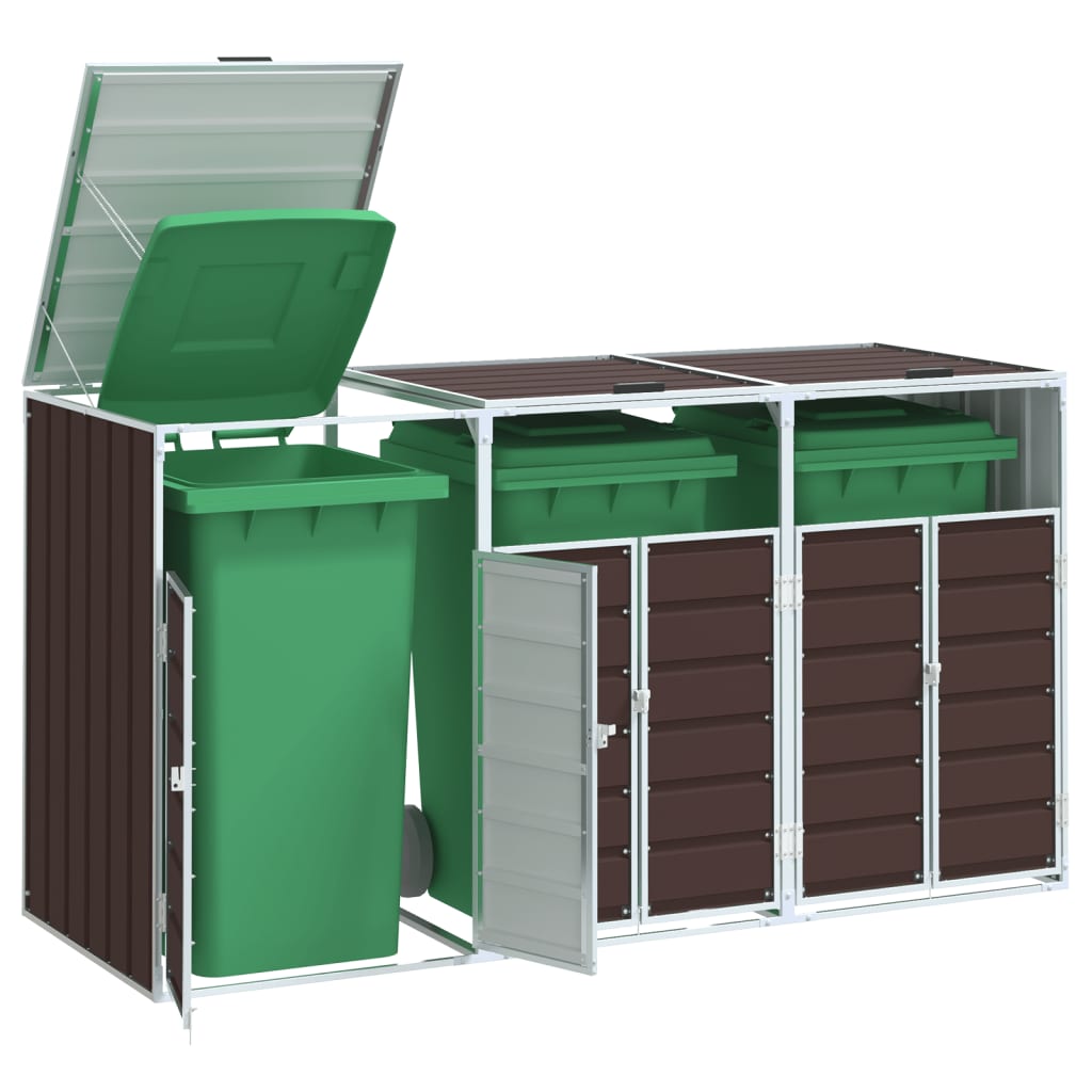 Abrigo para 3 caixotes do lixo 216x81x115 cm aço verde