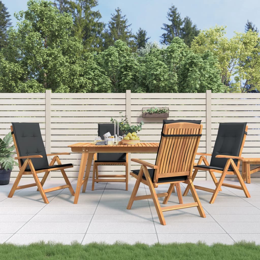 Cadeiras de jardim reclináveis c/ almofadões 4 pcs teca maciça