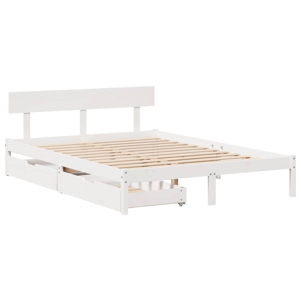 Cama sem colchão 120x200 cm madeira de pinho maciça branco