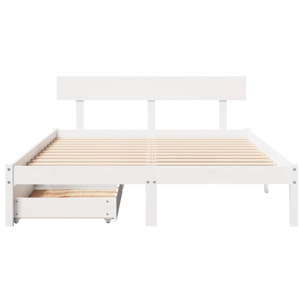 Cama sem colchão 120x200 cm madeira de pinho maciça branco