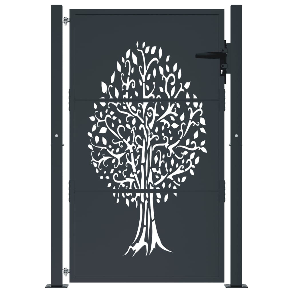 Portão de jardim 100x150 cm aço design árvore antracite