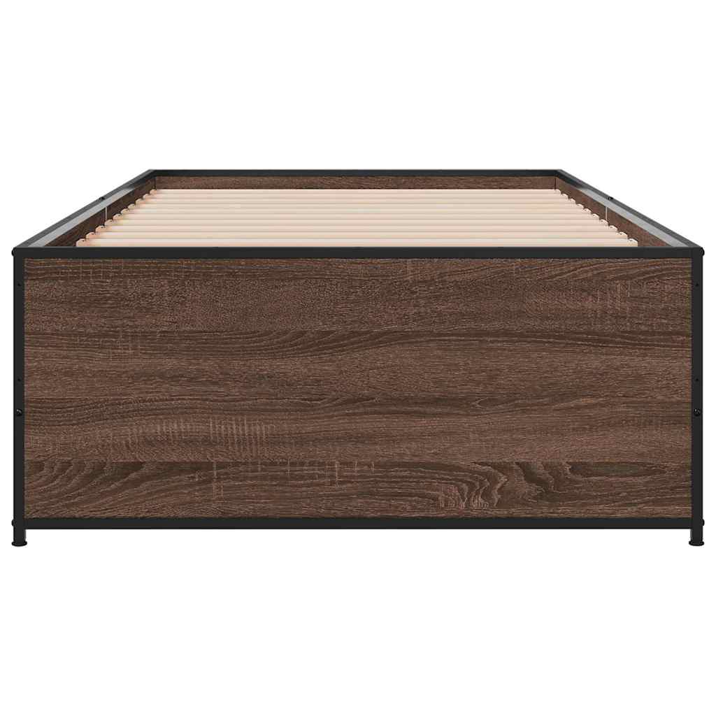 Estrutura de cama derivados de madeira/metal carvalho castanho