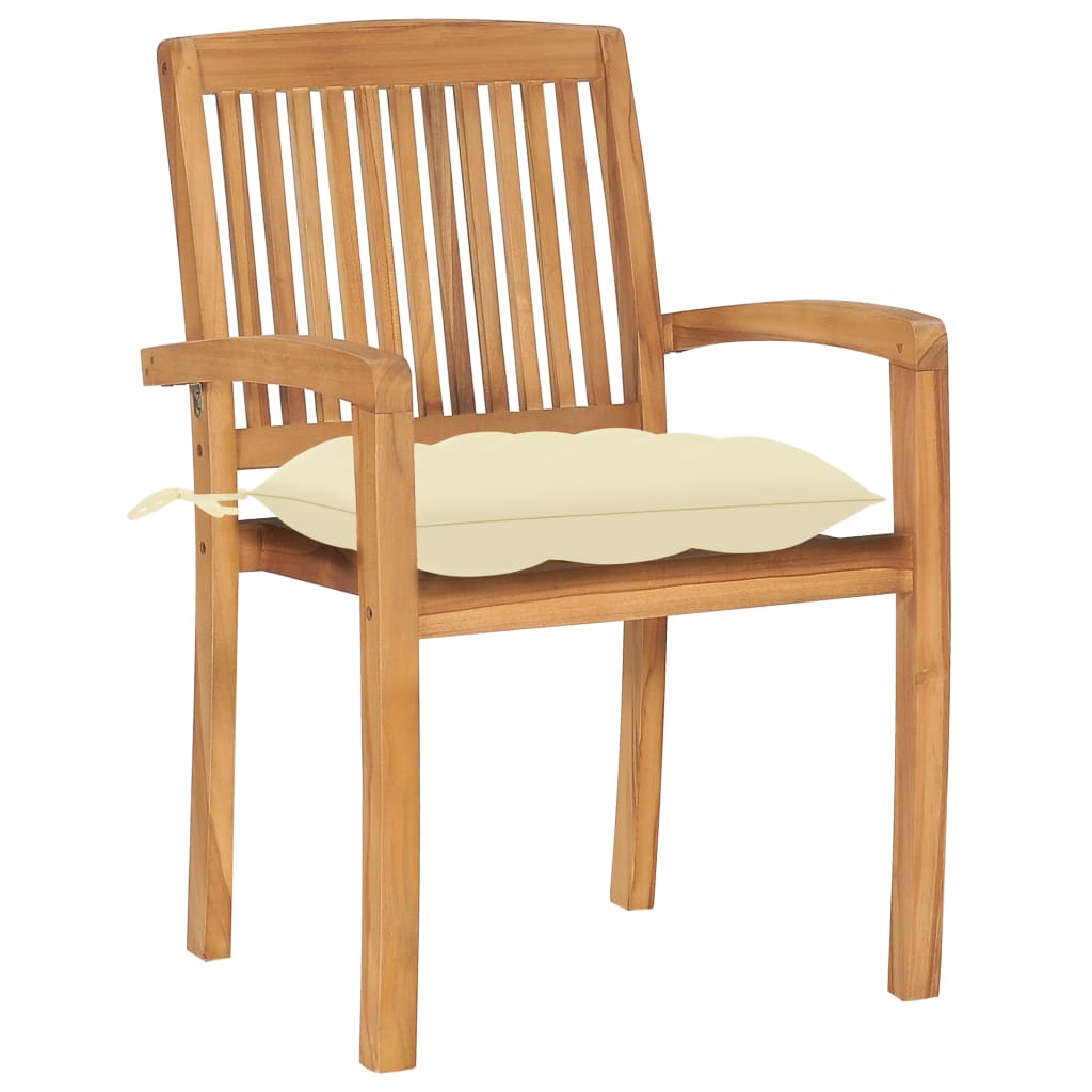 Cadeiras de jardim empiháveis c/ almofadões 6 pcs teca maciça