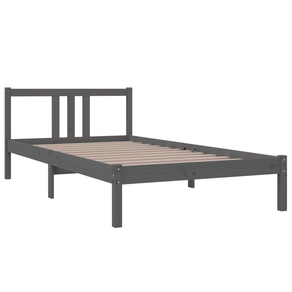 Estrutura de cama 100x200 cm madeira maciça cinzento