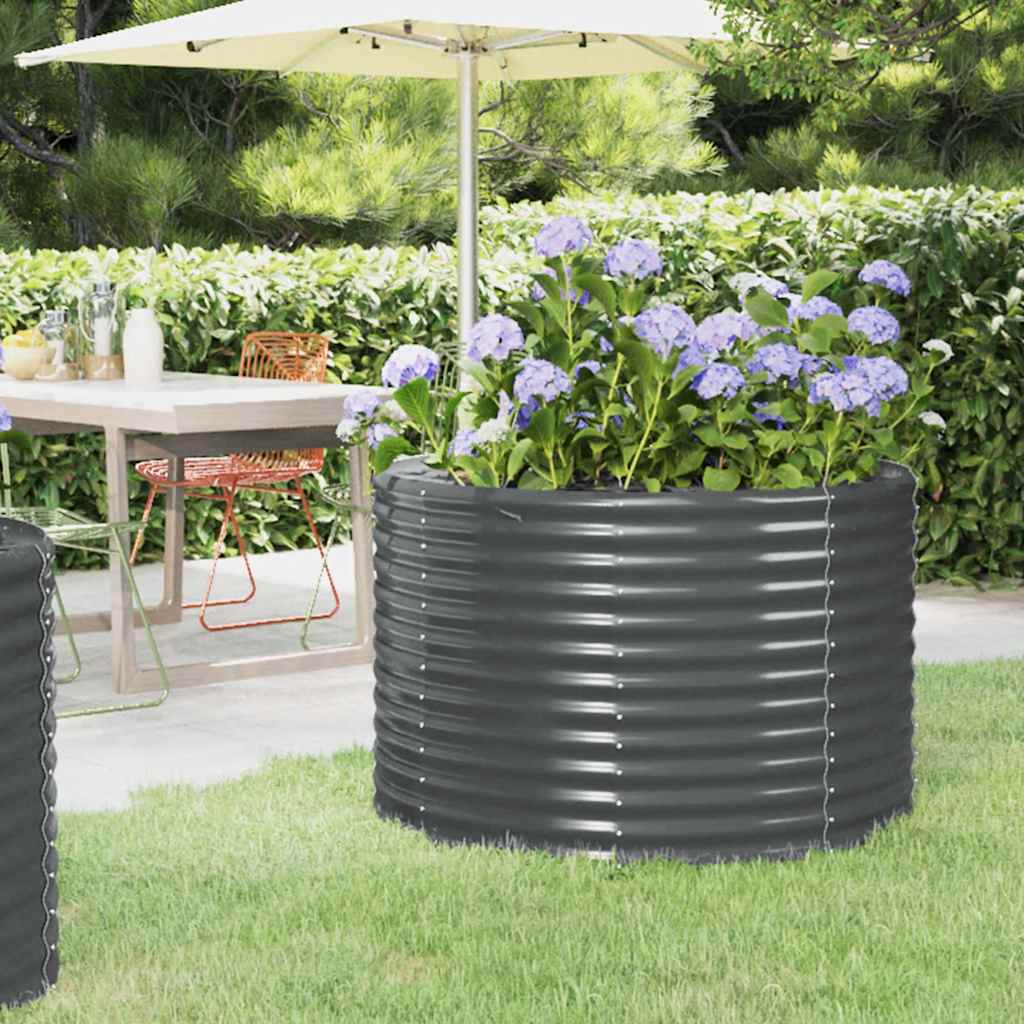 Canteiro elevado jardim 100x100x68 aço galvanizado antracite