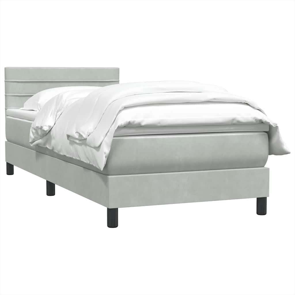 Cama com molas/colchão cinzento-claro 80x220 cm veludo