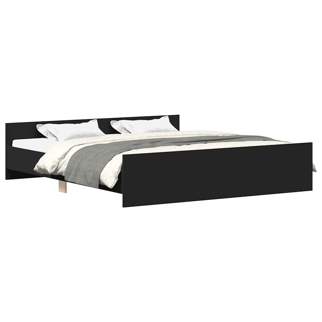 Estrutura de cama com cabeceira e apoio pés 160x200 cm preto