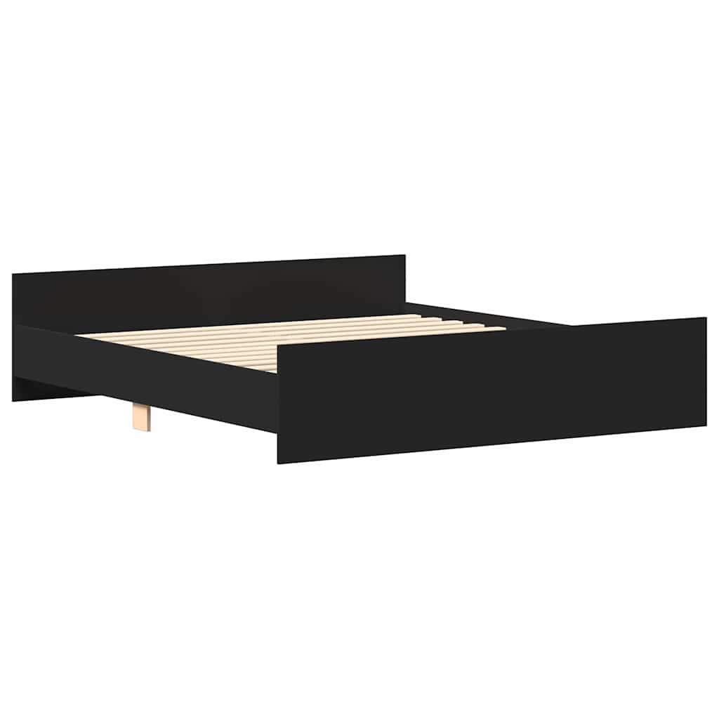 Estrutura de cama com cabeceira e apoio pés 160x200 cm preto