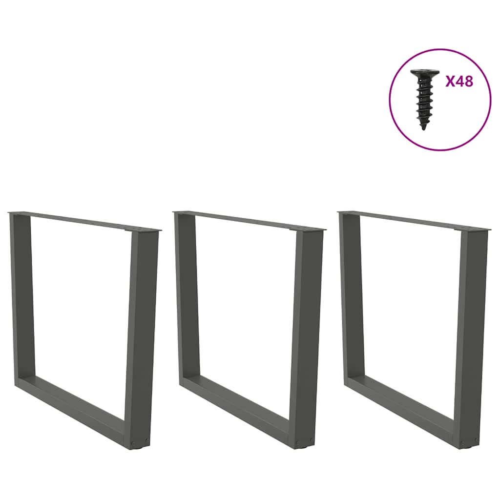 Pés para mesa de jantar em v, 3 peças, antracite, 100x(72-73,3) cm, aço