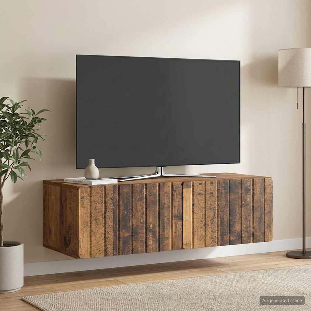 Gabinete de TV de parede 98 x 41 x 30 cm madeira antiga