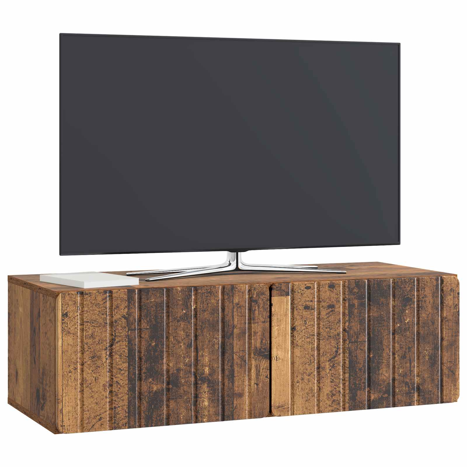 Gabinete de TV de parede 98 x 41 x 30 cm madeira antiga