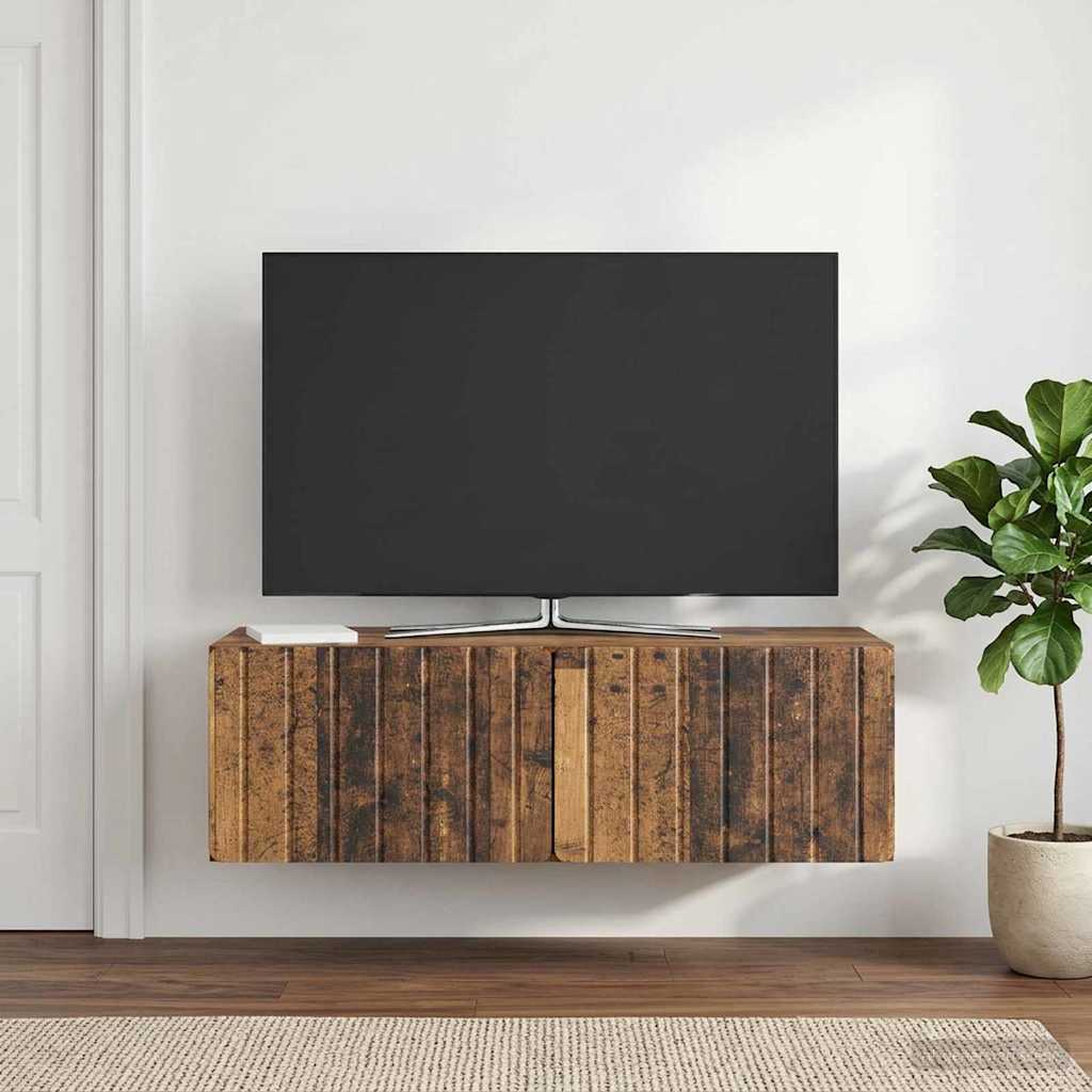 Gabinete de TV de parede 98 x 41 x 30 cm madeira antiga