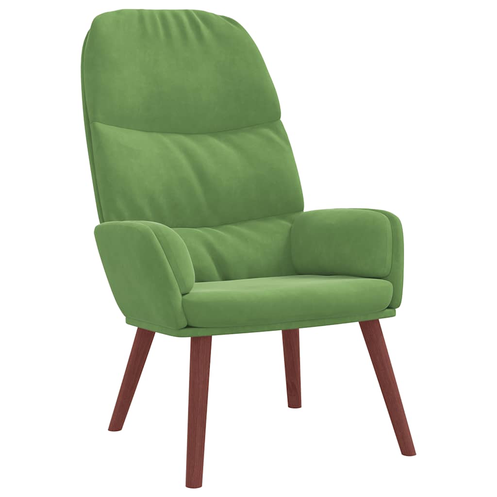 Cadeira de descanso com banco p/ pés veludo verde-claro