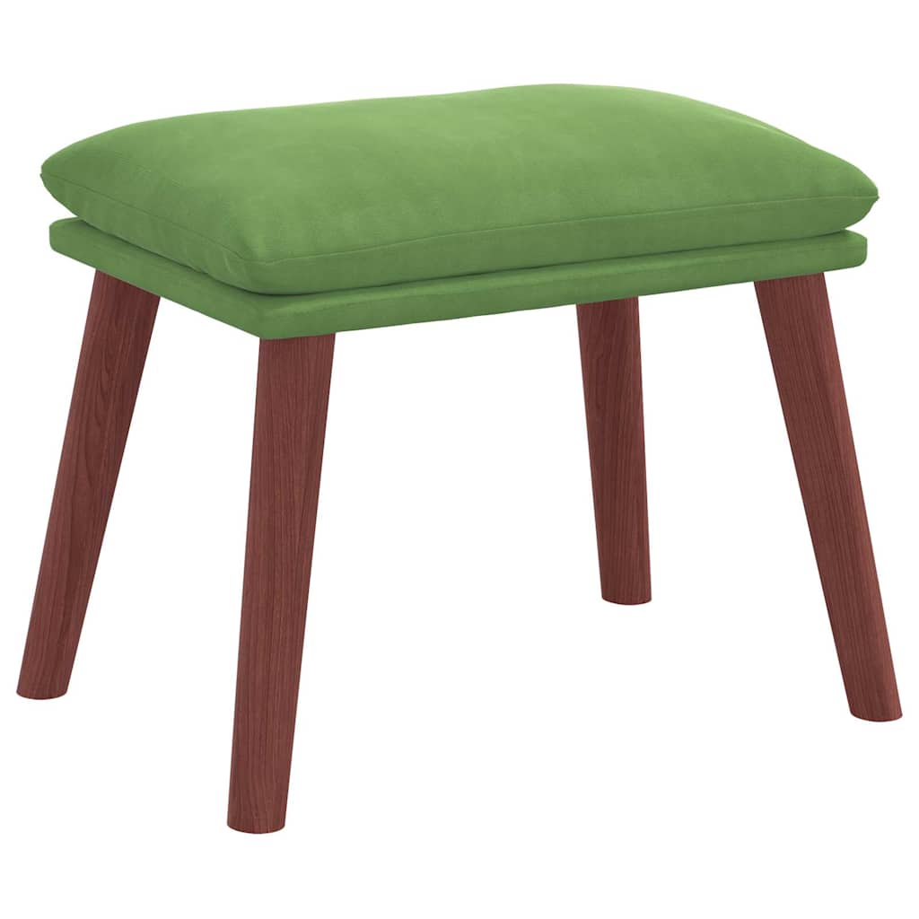 Cadeira de descanso com banco p/ pés veludo verde-claro