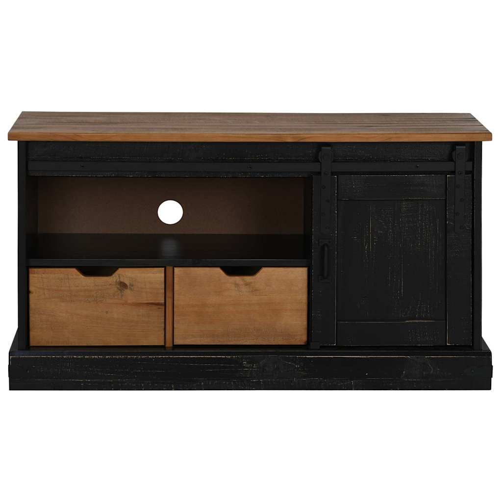 Armário para TV halden com porta de correr madeira maciça preto
