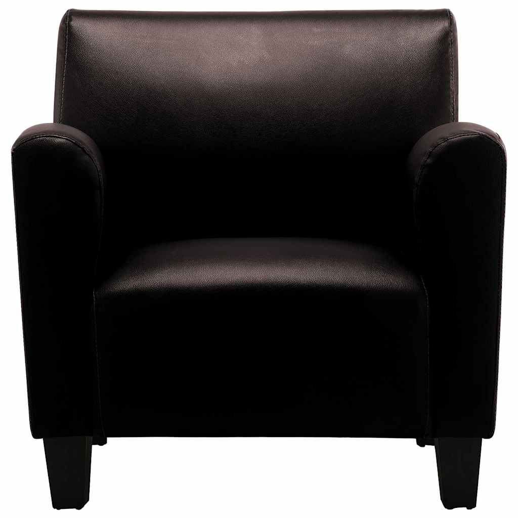 Poltrona couro artificial castanho-escuro