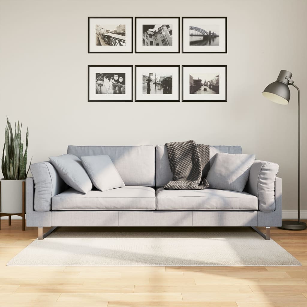 Tapete de pelo curto iza visual escandinavo 80x150 cm cor creme