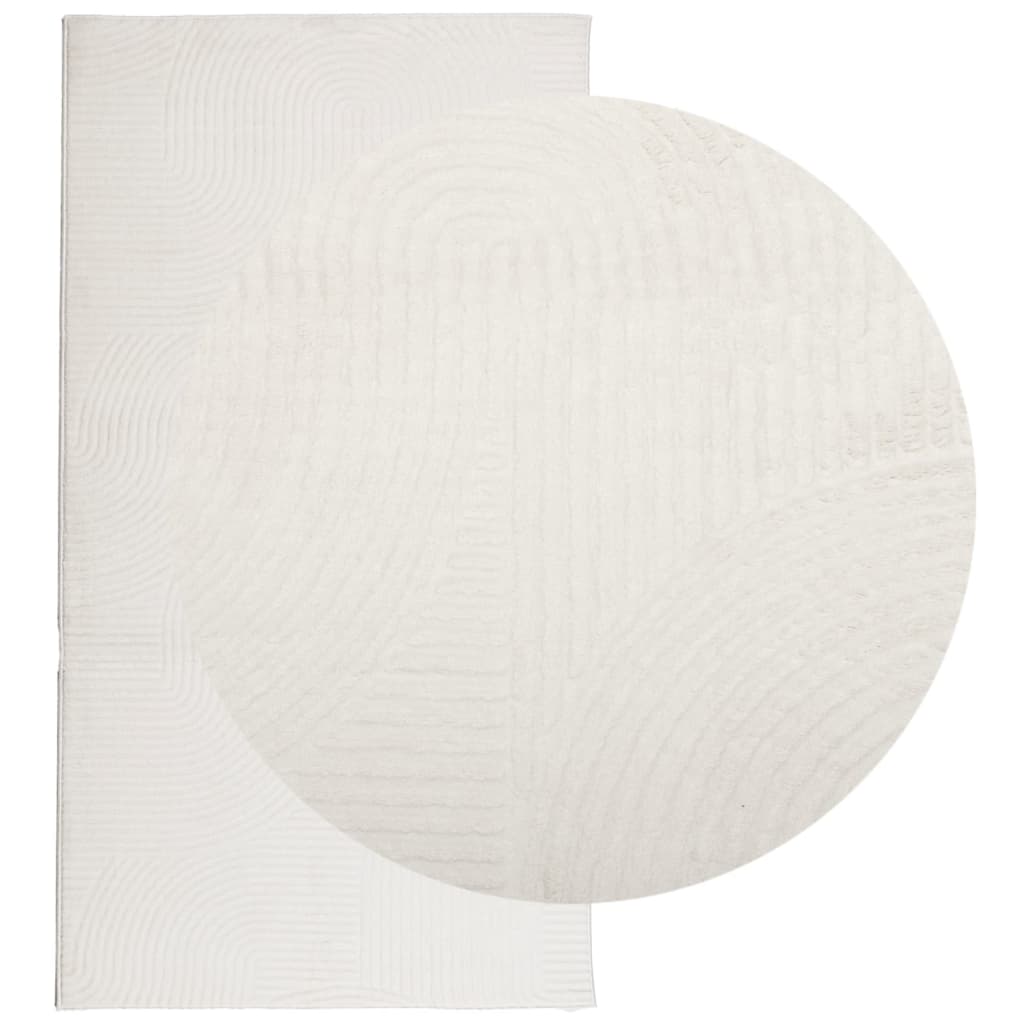 Tapete de pelo curto iza visual escandinavo 80x150 cm cor creme
