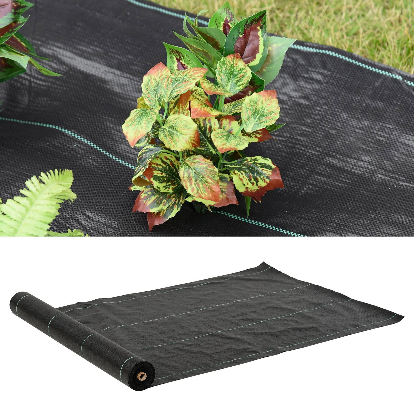 Malha geotêxtil 1x50 m malha de jardim contra ervas daninhas 100 g / m² rolo de malha preto