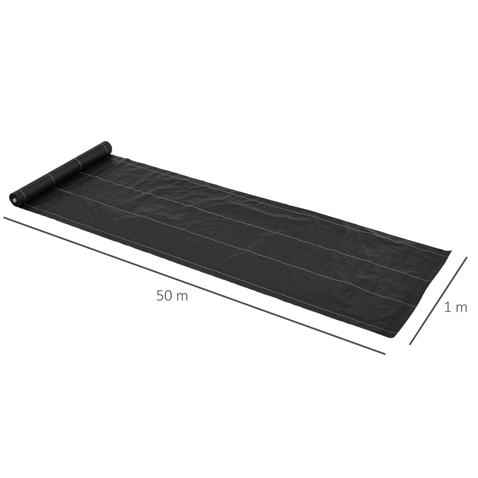 Malha geotêxtil 1x50 m malha de jardim contra ervas daninhas 100 g / m² rolo de malha preto