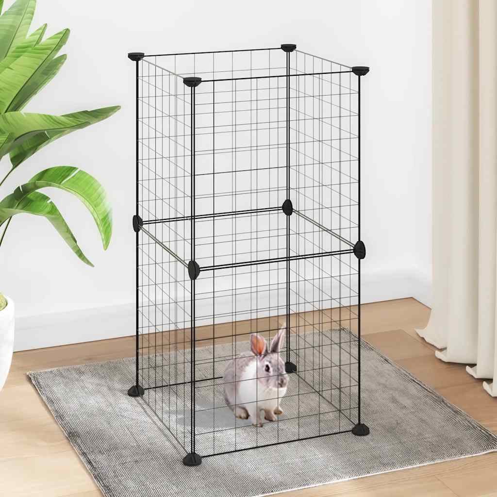 Gaiola p/ animais de estimação com 8 painéis 35x35 cm aço preto