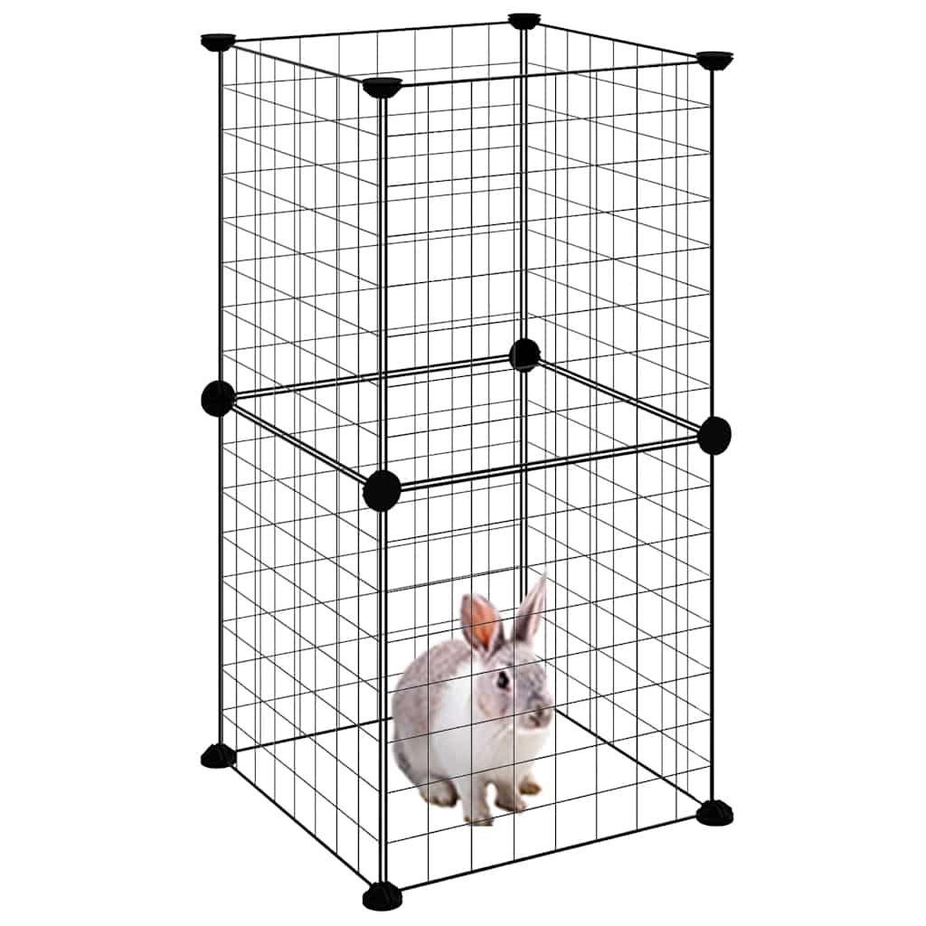 Gaiola p/ animais de estimação com 8 painéis 35x35 cm aço preto